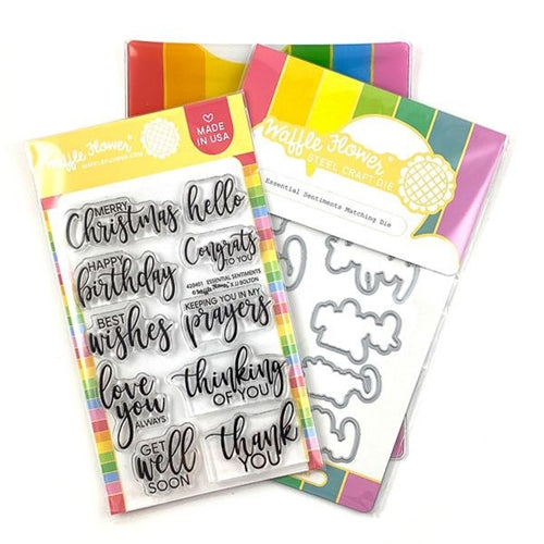 Simon Says Stamp! Waffle Flower ESSENTIAL SENTIMENTS Clear Stamp and Die Combo WFC401
