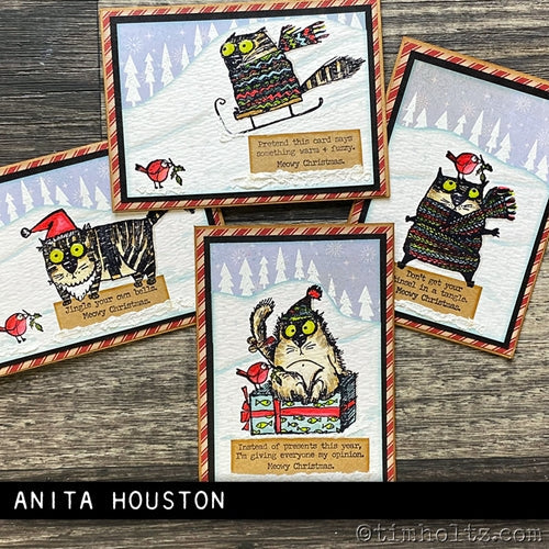 Simon Says Stamp! Tim Holtz Cling Rubber Stamps SNARKY CAT CHRISTMAS CMS416