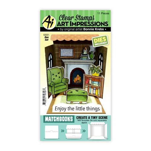Simon Says Stamp! Art Impressions MATCHBOOK DEN Clear Stamps and Dies 5322