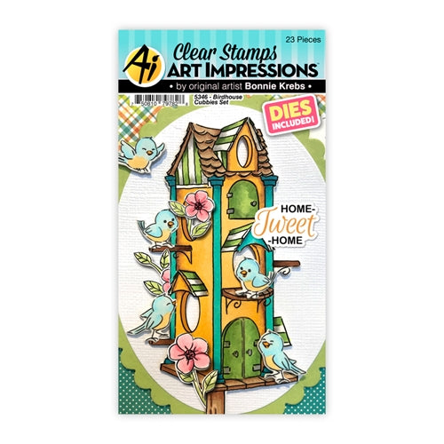 Simon Says Stamp! Art Impressions BIRDHOUSE CUBBIES Clear Stamps and Dies 5346