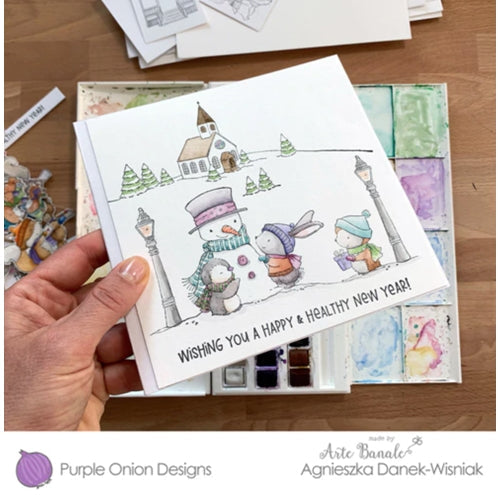Simon Says Stamp! Purple Onion Designs SWEET SNOW FRIENDS Cling Stamp pod1202