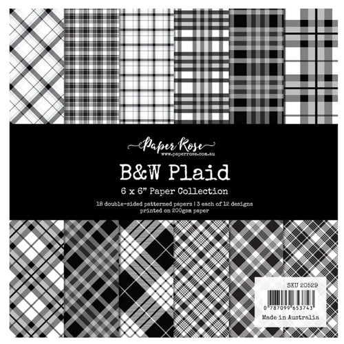 Simon Says Stamp! Paper Rose BLACK AND WHITE PLAID 6x6 Paper Pack 20529