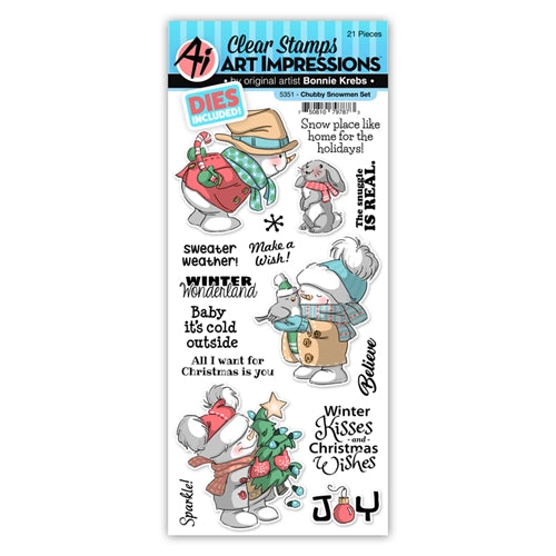 Simon Says Stamp! Art Impressions CHUBBY SNOWMAN Clear Stamp and Die Set 5351