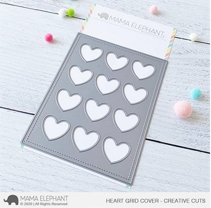 Simon Says Stamp! Mama Elephant HEART GRID COVER Creative Cuts Steel Dies