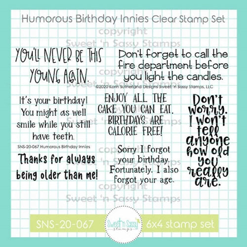 Simon Says Stamp! Sweet 'N Sassy HUMOROUS BIRTHDAY INNIES Clear Stamp Set sns-20-067