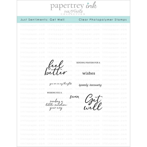Simon Says Stamp! Papertrey Ink JUST SENTIMENTS GET WELL Clear Stamps 1224