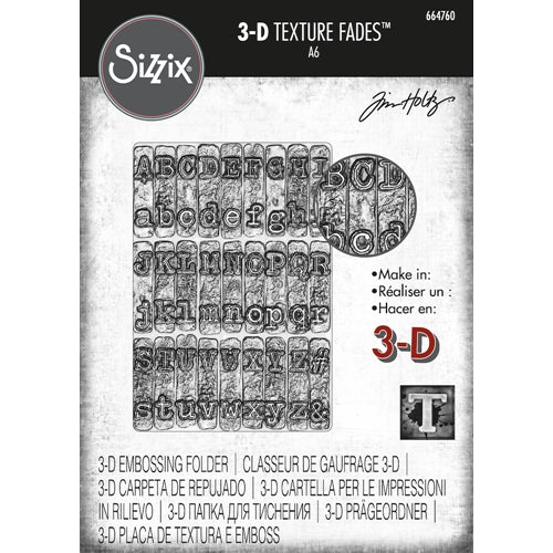 Simon Says Stamp! Tim Holtz Sizzix TYPEWRITER 3D Texture Fades Embossing Folder 664760