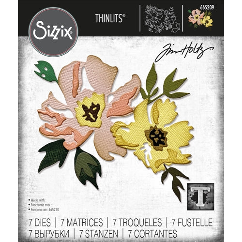 Simon Says Stamp! Tim Holtz Sizzix BRUSHSTROKE FLOWERS 1 Thinlits Dies 665209