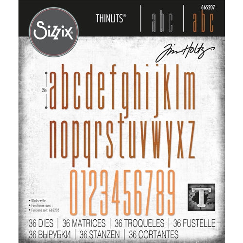 Simon Says Stamp! Tim Holtz Sizzix ALPHANUMERIC STRETCH LOWER AND NUMBERS Thinlits Dies 665207