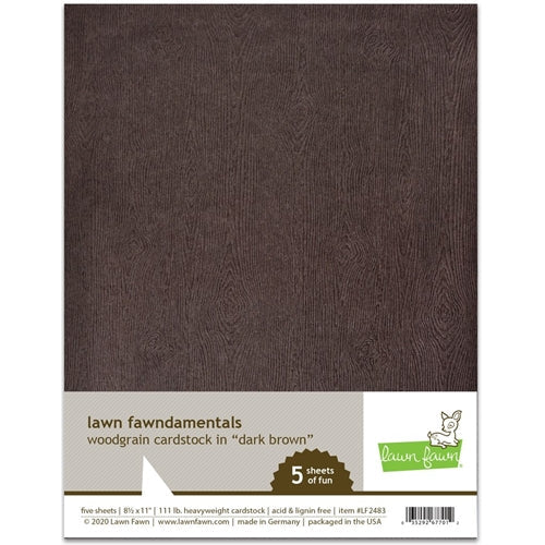 Simon Says Stamp! Lawn Fawn DARK BROWN WOODGRAIN 8.5 x 11 Inch Cardstock lf2483