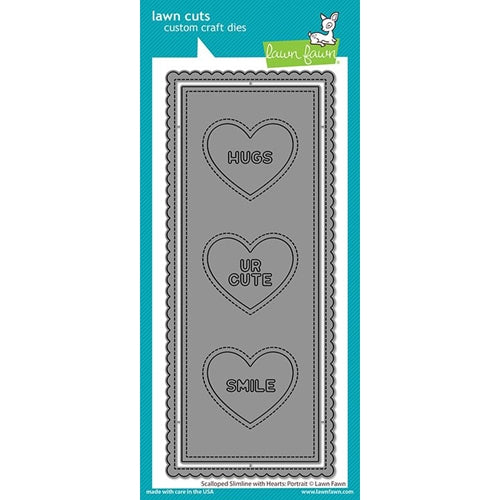 Simon Says Stamp! Lawn Fawn PORTRAIT SCALLOPED SLIMLINE WITH HEARTS Die Cuts lf2477