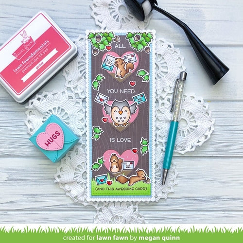 Simon Says Stamp! Lawn Fawn PORTRAIT SCALLOPED SLIMLINE WITH HEARTS Die Cuts lf2477