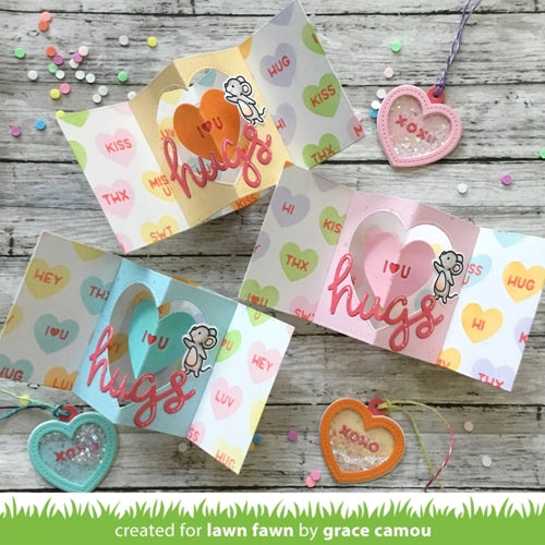 Simon Says Stamp! Lawn Fawn CENTER PICTURE WINDOW CARD HEART ADD-ON Die Cuts lf2473