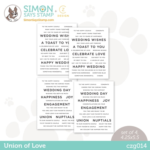 Simon Says Stamp! CZ Designs SENTIMENT STRIPS UNION OF LOVE czg014