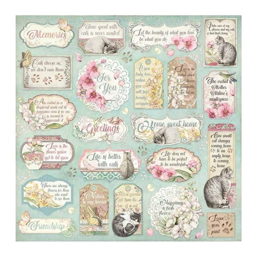 Simon Says Stamp! Stamperia ORCHIDS AND CATS 12x12 Paper sbbl81