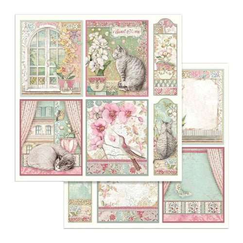 Simon Says Stamp! Stamperia ORCHIDS AND CATS 12x12 Paper sbbl81