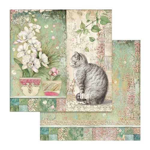 Simon Says Stamp! Stamperia ORCHIDS AND CATS 12x12 Paper sbbl81