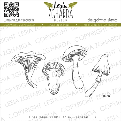 Simon Says Stamp! Lesia Zgharda MUSHROOMS Clear Stamps fl167a