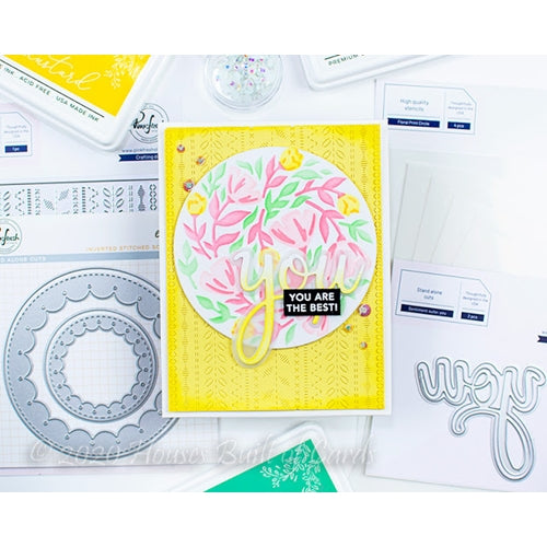 Simon Says Stamp! PinkFresh Studio FLORAL PRINT CIRCLE Layering Stencil Set pfst16*