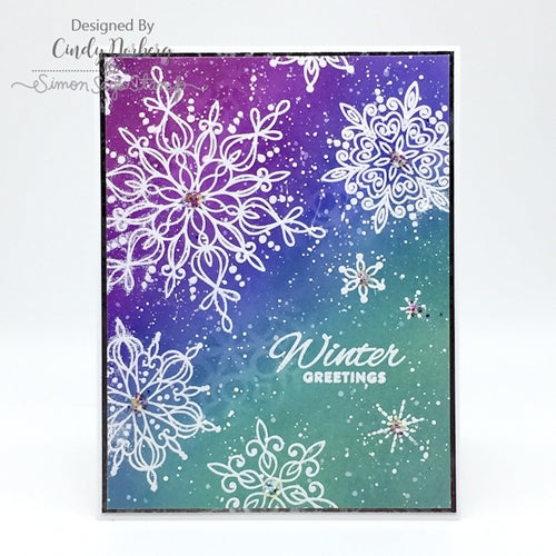 Snowflake Rubber Stamp - Blue Graphic, Colored Text Options