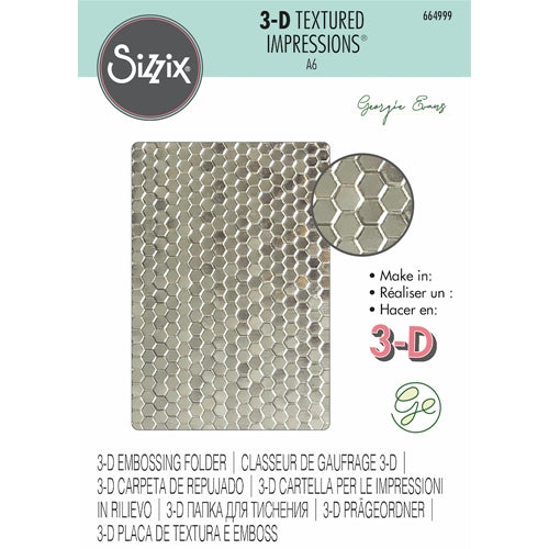 Simon Says Stamp! Sizzix Textured Impressions HONEYCOMB FRENZY 3D Embossing Folder 664999