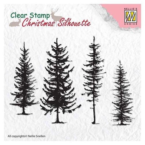 Simon Says Stamp! Nellie's Choice SILHOUETTE PINE TREES Clear Stamp csil004