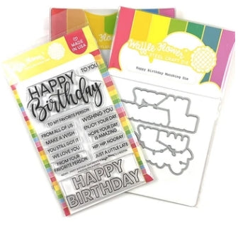 Simon Says Stamp! Waffle Flower HAPPY BIRTHDAY Clear Stamp and Die Combo WFC491