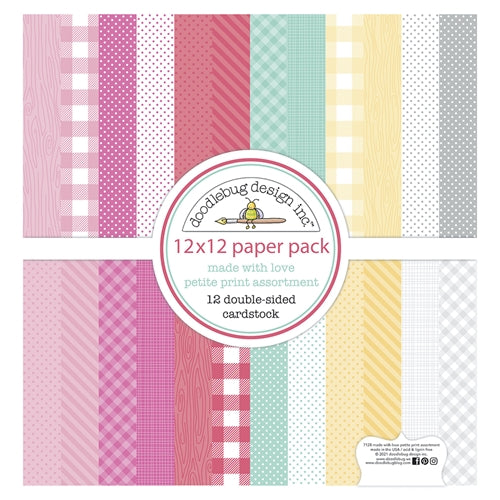 Simon Says Stamp! Doodlebug MADE WITH LOVE 12x12 Inch Petite Print Assortment Paper Pack 7128