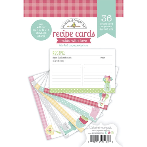 Simon Says Stamp! Doodlebug RECIPE CARDS Made with Love 4x6 Inches 7163