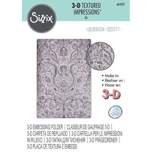 Simon Says Stamp! Sizzix Textured Impressions FOLK DOODLE 3D Embossing Folder 664527