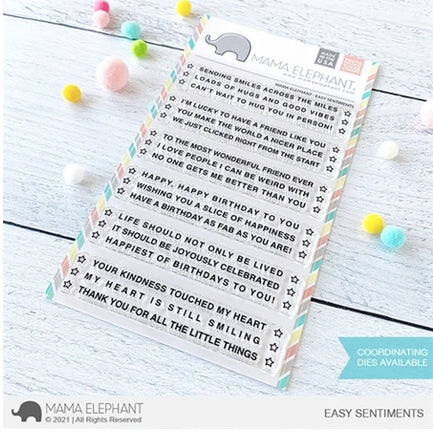 Mama Elephant Clear Stamps EASY SENTIMENTS – Simon Says Stamp
