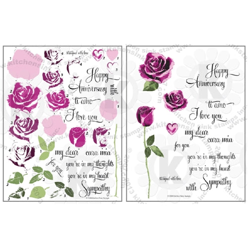 Simon Says Stamp! Kitchen Sink Stamps HEART AND ROSES kss078