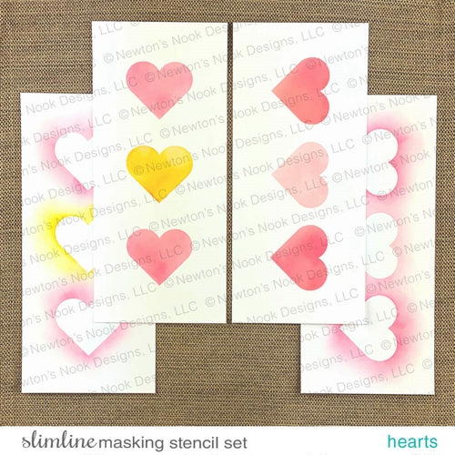 Simon Says Stamp! Newton's Nook Designs SLIMLINE MASKING HEARTS Stencils NN2101T01*