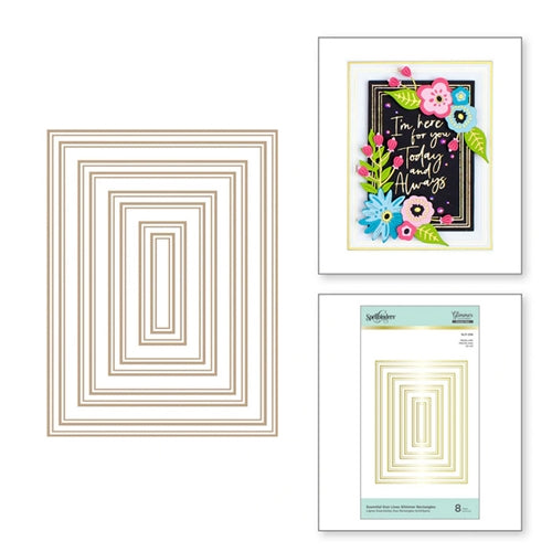 Simon Says Stamp! GLP 258 Spellbinders ESSENTIAL DUO LINES RECTANGLE Glimmer Hot Foil Plate