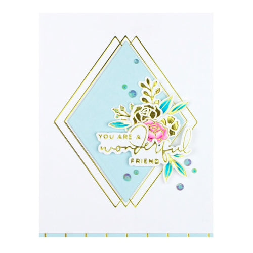 Simon Says Stamp! GLP 253 Spellbinders DIAMOND FLORAL FRAME Glimmer Hot Foil Plate and Die Cuts