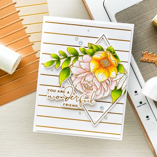 Simon Says Stamp! GLP 253 Spellbinders DIAMOND FLORAL FRAME Glimmer Hot Foil Plate and Die Cuts