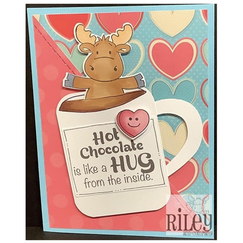 Simon Says Stamp! Riley And Company Funny Bones HOT CHOCOLATE IS A HUG IN A MUG Cling Rubber Stamp RWD 877