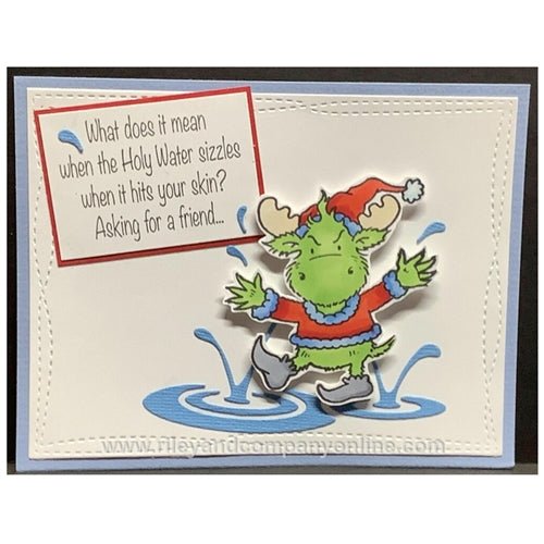 Simon Says Stamp! Riley And Company Funny Bones HOLY WATER SIZZLES Cling Rubber Stamp RWD 873