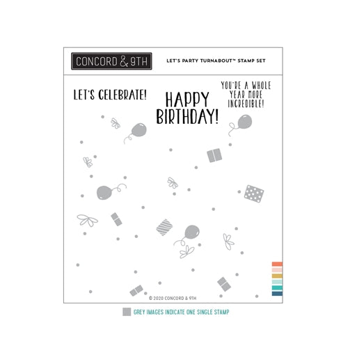 Simon Says Stamp! Concord & 9th LET'S PARTY TURNABOUT Clear Stamp Set 11055