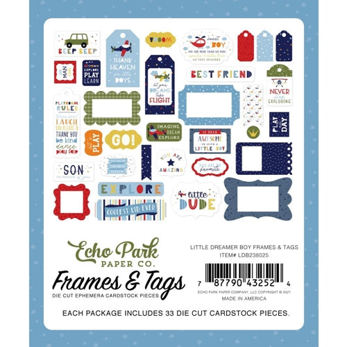 Simon Says Stamp! Echo Park LITTLE DREAMER BOY Ephemera Frames And Tags ldb238025*