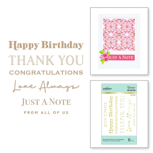 Simon Says Stamp! GLP 278 Spellbinders ESSENTIAL GLIMMER SENTIMENTS Glimmer Hot Foil Plate