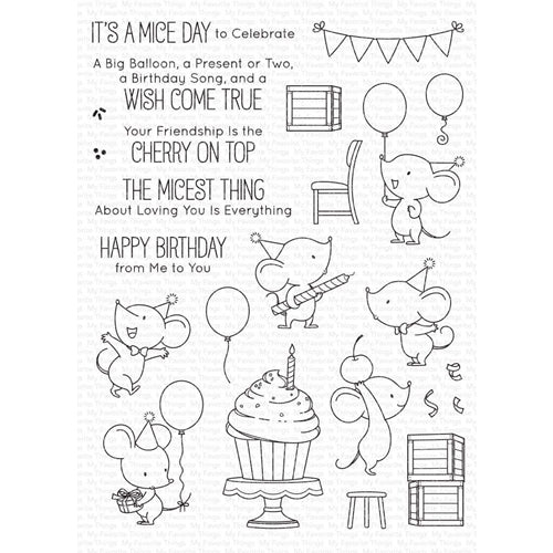 Simon Says Stamp! My Favorite Things MICE DAY TO CELEBRATE Clear Stamps bb120