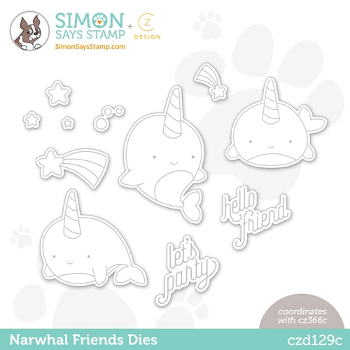 Simon Says Stamp! CZ Design Wafer Dies NARWHAL FRIENDS czd129c Hello Beautiful