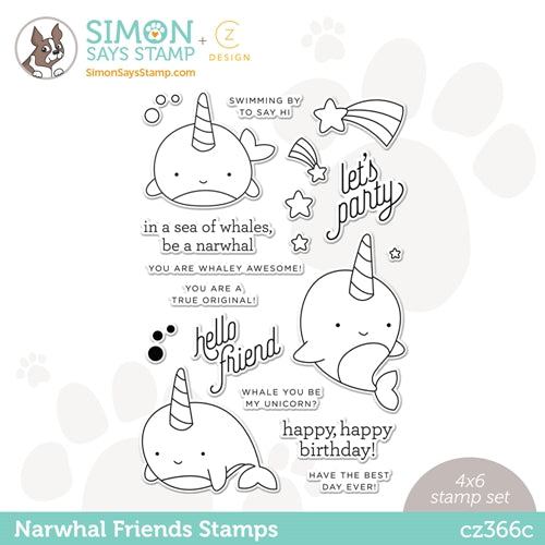 Simon Says Stamp! CZ Design Clear Stamps NARWHAL FRIENDS cz366c Hello Beautiful