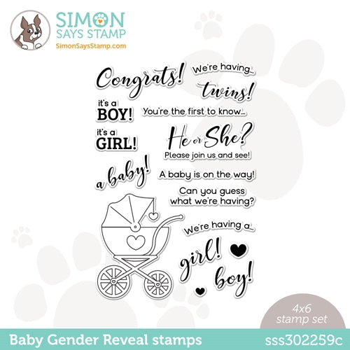 Simon Says Stamp! Simon Says Clear Stamps BABY GENDER REVEAL sss302259c *