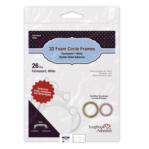 Simon Says Stamp! Scrapbook Adhesives WHITE FRAMES 3D Foam Circles 01405