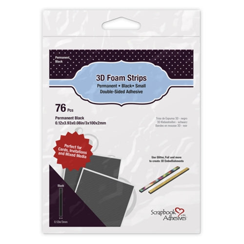 Simon Says Stamp! Scrapbook Adhesives BLACK 3D Foam Strips 01408