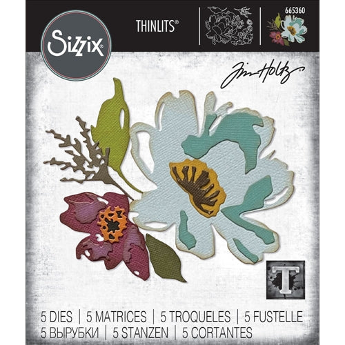 Simon Says Stamp! Tim Holtz Sizzix BRUSHSTROKE FLOWERS 3 Thinlits Dies 665360