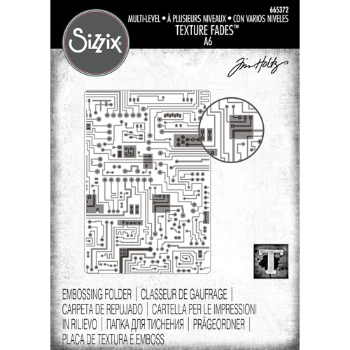 Simon Says Stamp! Tim Holtz Sizzix CIRCUIT 3D Texture Fades Embossing Folder 665372