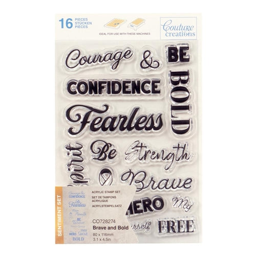 Simon Says Stamp! Couture Creations BRAVE AND BOLD SENTIMENT Clear Stamp Set co728274